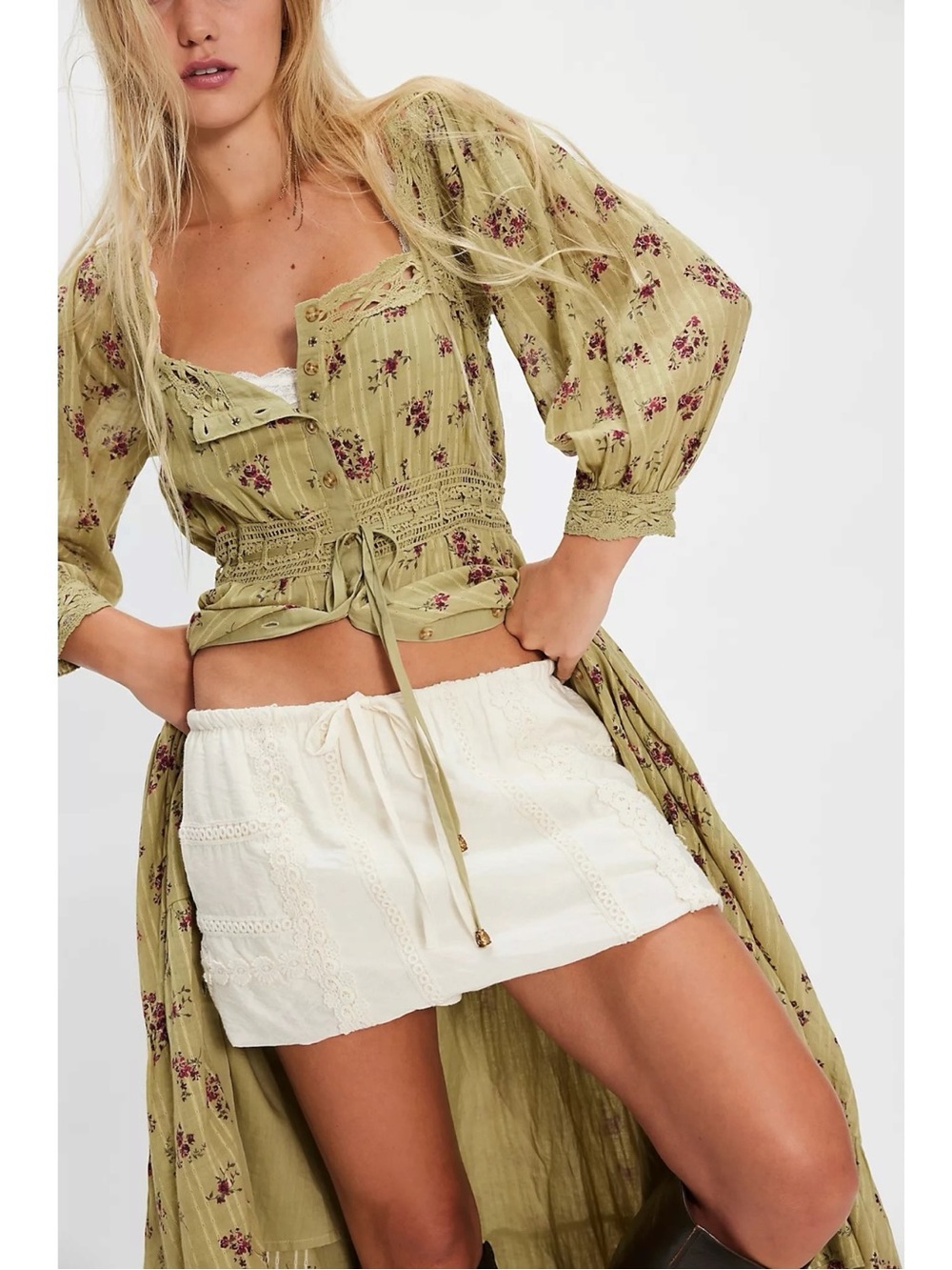 Free People Bohemian Cottage Ethereal Dainty Morning Meadows Maxi Dress XL NWT - Picture 14 of 14